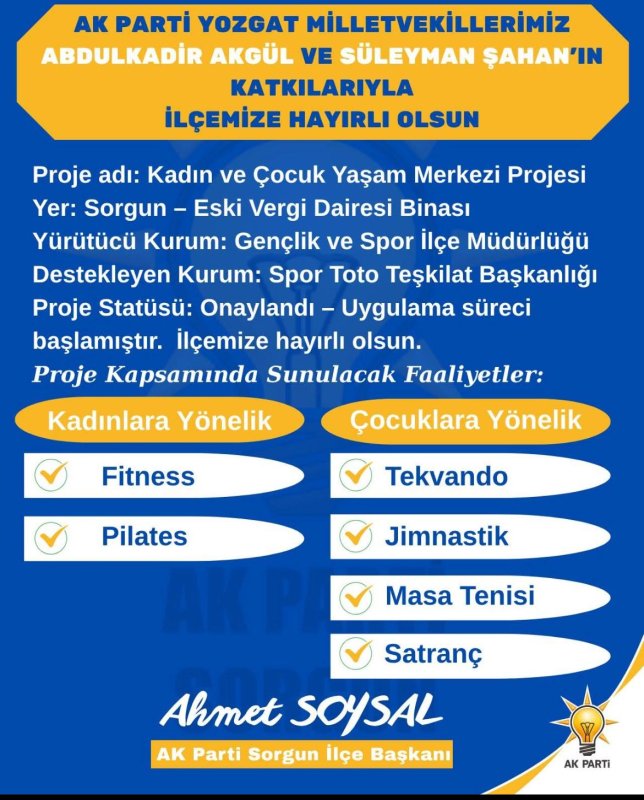 Sorgun’a Yaşam Merkezi Müjdesi