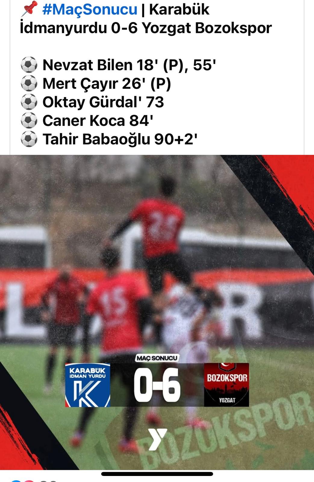 Yozgat Bozokspor Karabükspor'u Hezimete Uğrattı